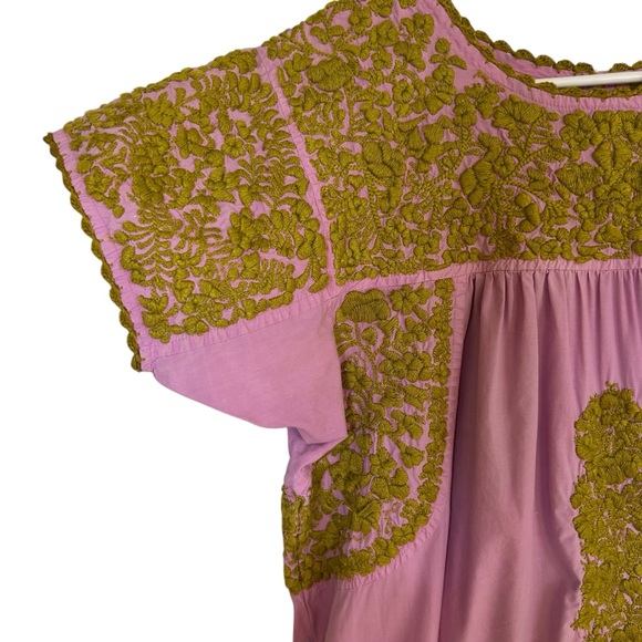 Sister Mary Floral Embroidered Kaftan Dress with Flutter Sleeves Vacation Boho - Picture 3 of 14